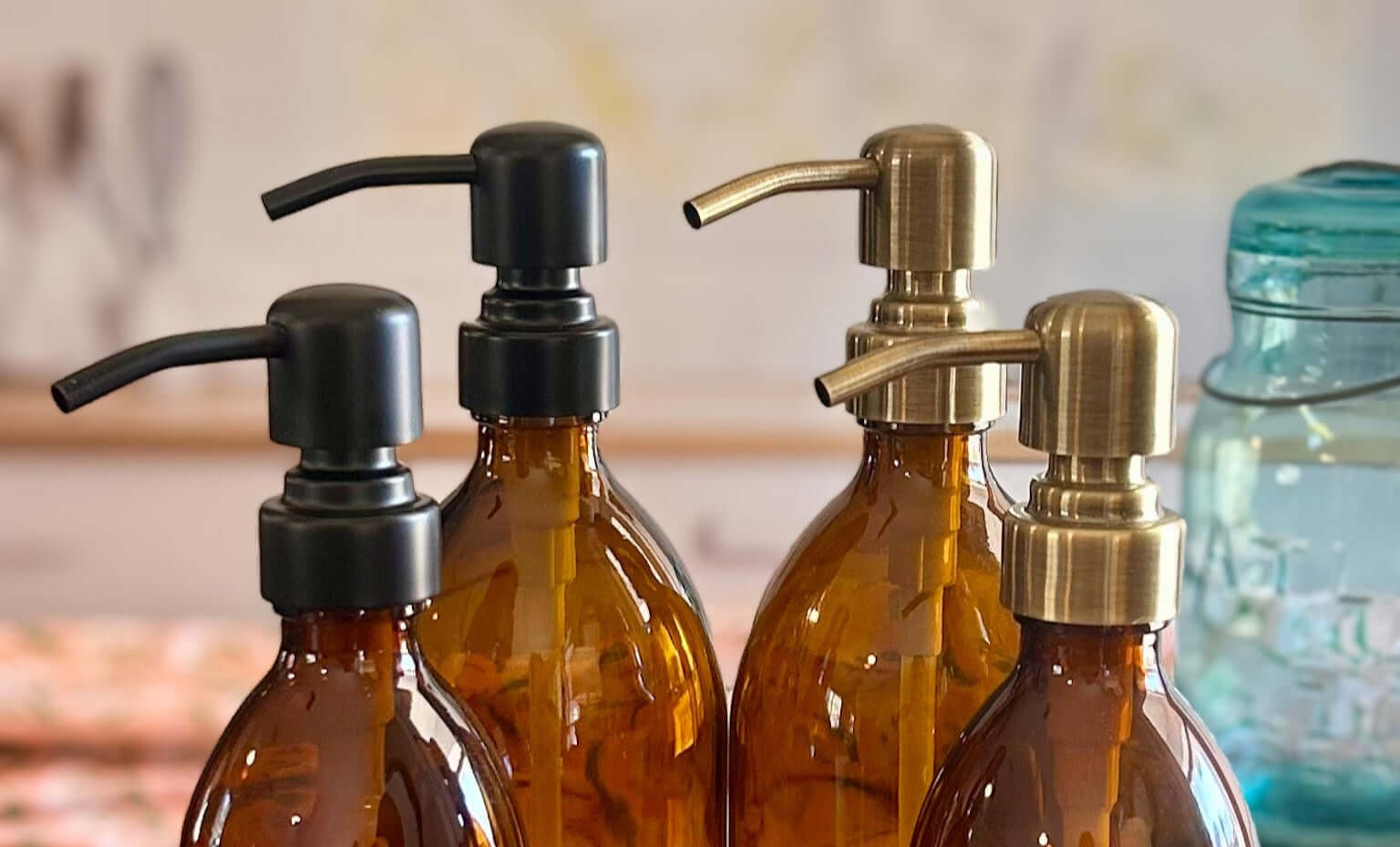 Amber Boston Bottle Soap & Lotion Pump | Henflower