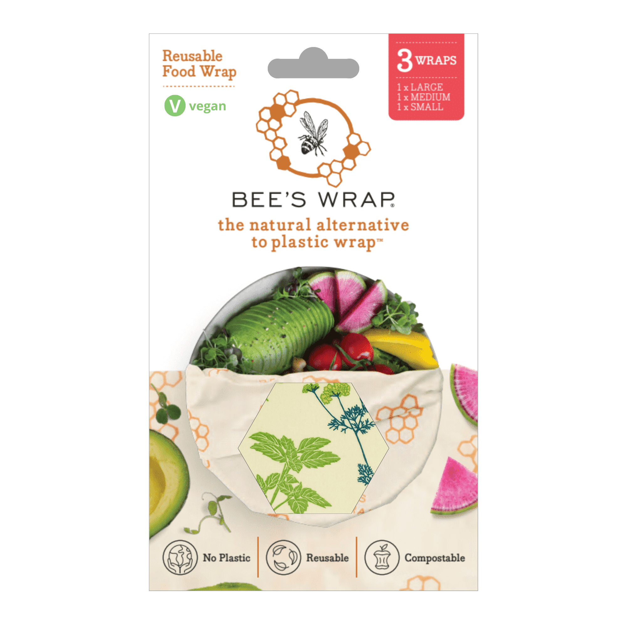 Bee's Wrap®: Assorted 3 Pack - Herb Garden, Plant Based Wax