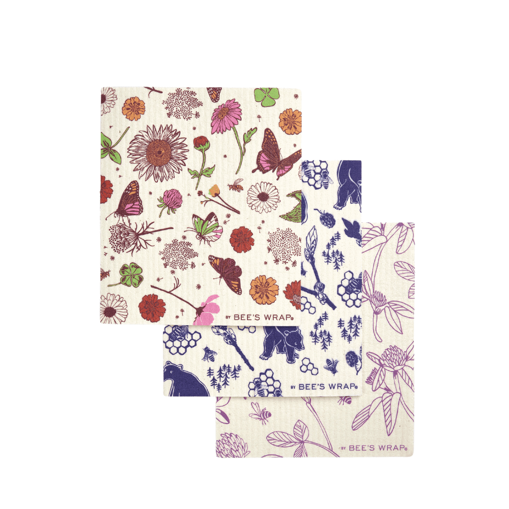 Bee's Wrap® Meadow Magic Reusable Swedish Dishcloth Set of 3
