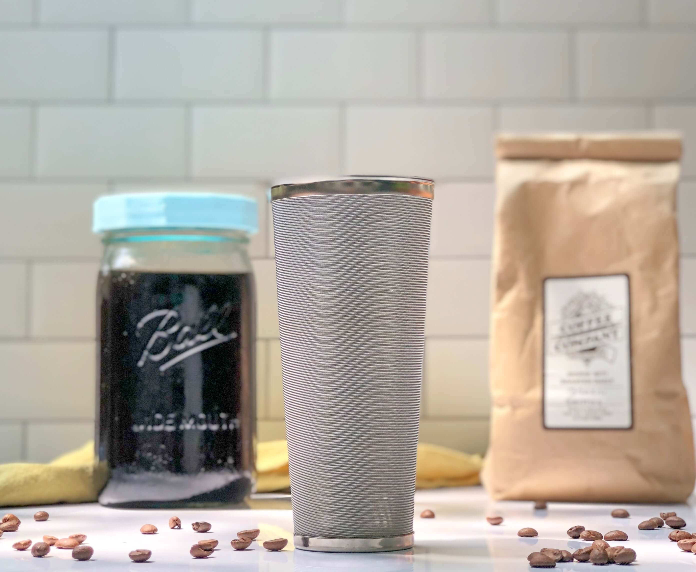 Trellis & Co. Stainless Steel Cold Brew Coffee Mason Jar Filter Kit