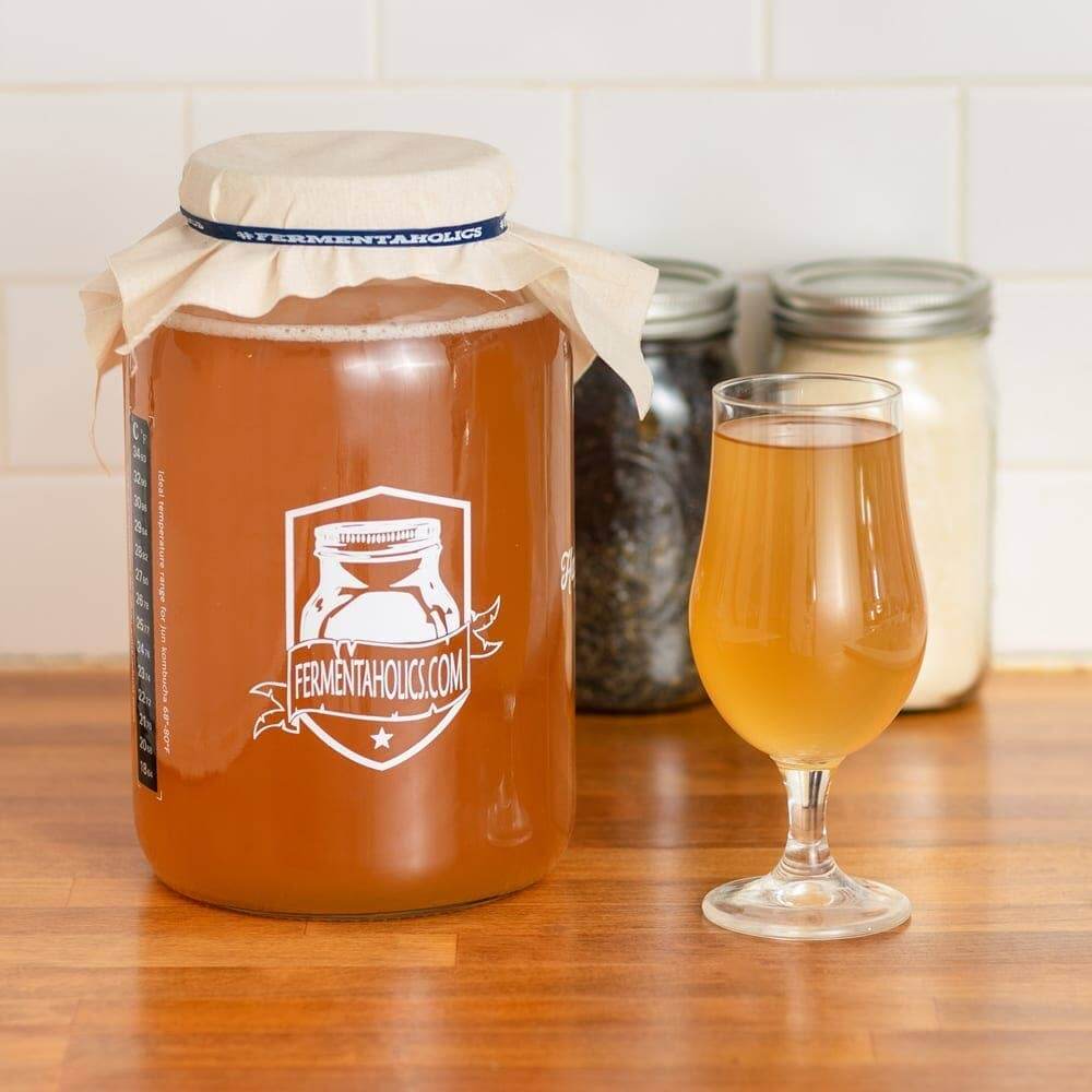 Complete Kombucha Brewing Starter Kit With 1 Gallon Brew Jar