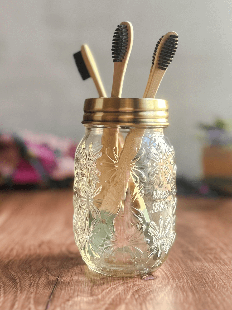 Decorative Stainless Steel Mason Jar Toothbrush Holder Lid
