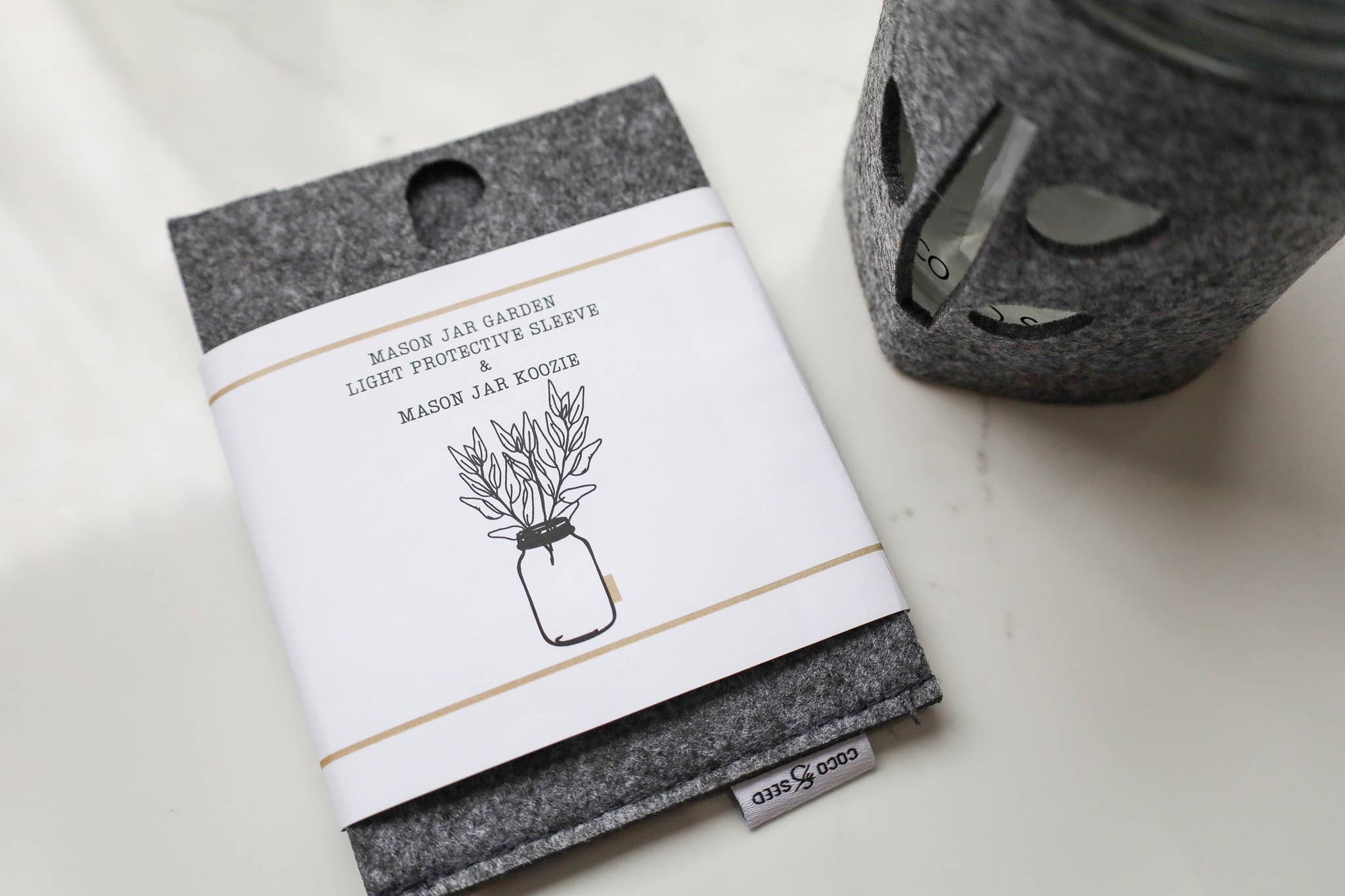 Mason Jar Felt Cover for Hydroponic Gardening | Coco and Seed