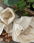 Reusable Cotton Muslin Bulk Bag Set for Dry Bulk Goods | Me Mother Earth