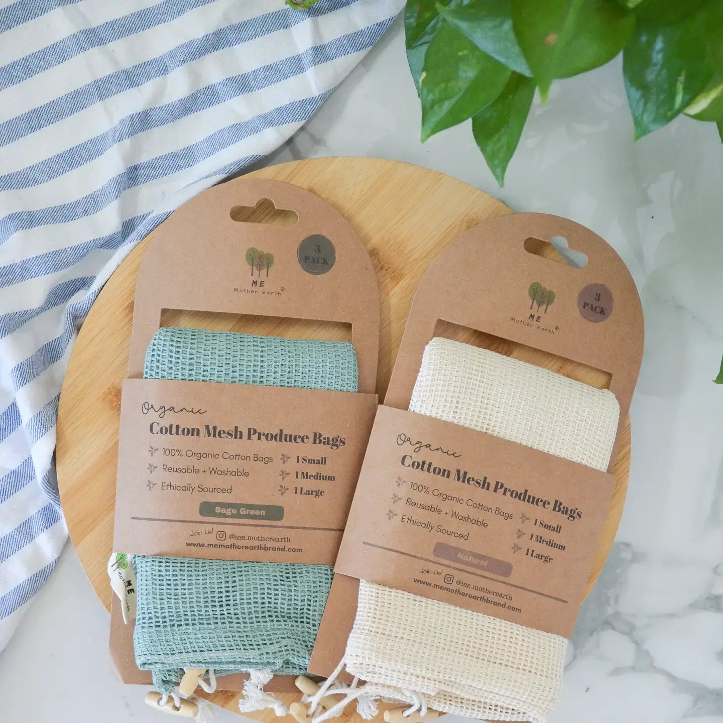 Reusable Cotton Mesh Produce Bags - Multipurpose Storage | Me Mother Earth