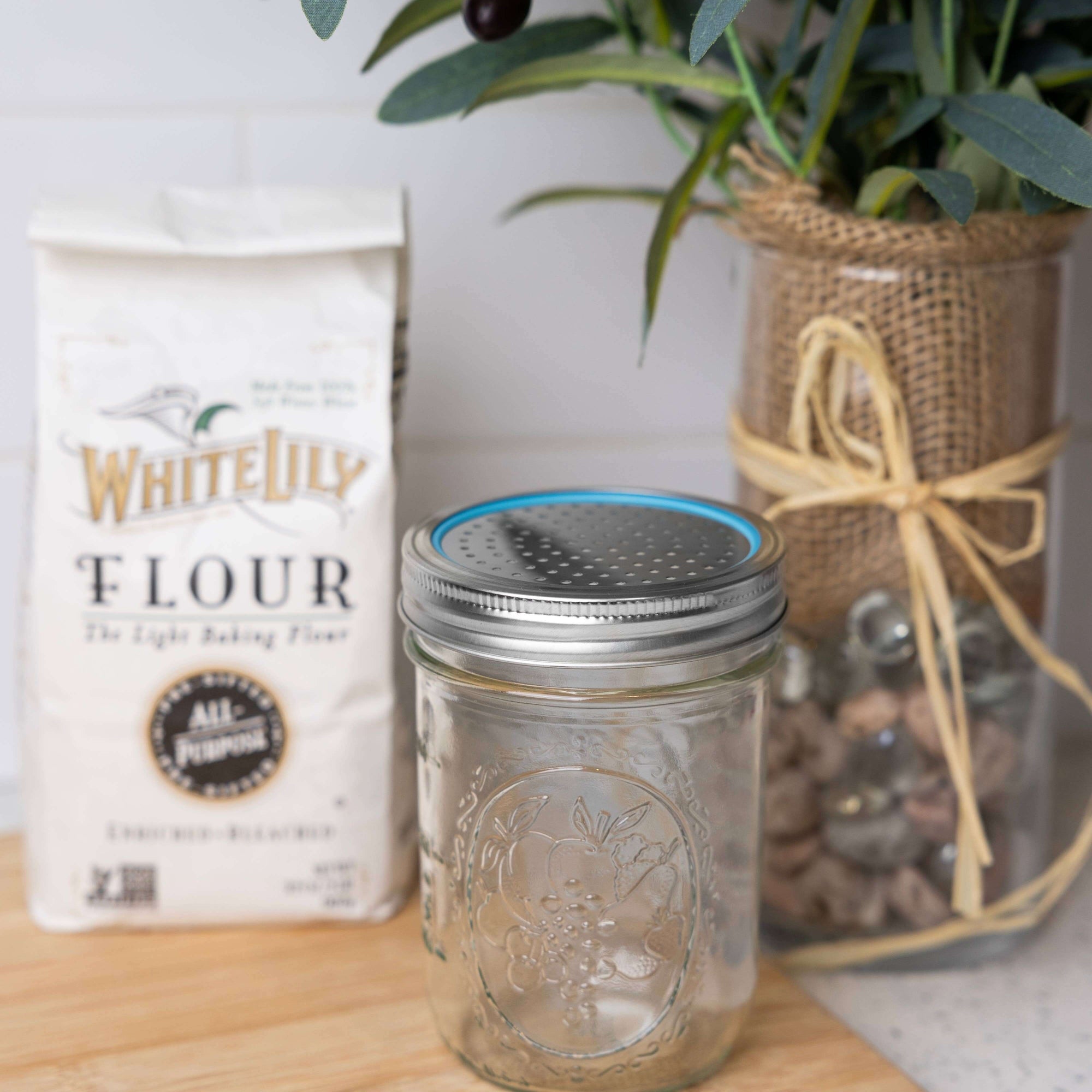 Stainless Steel Flour Sifter & Sugar Shaker Lid Insert for Mason Jars (Wide Mouth)