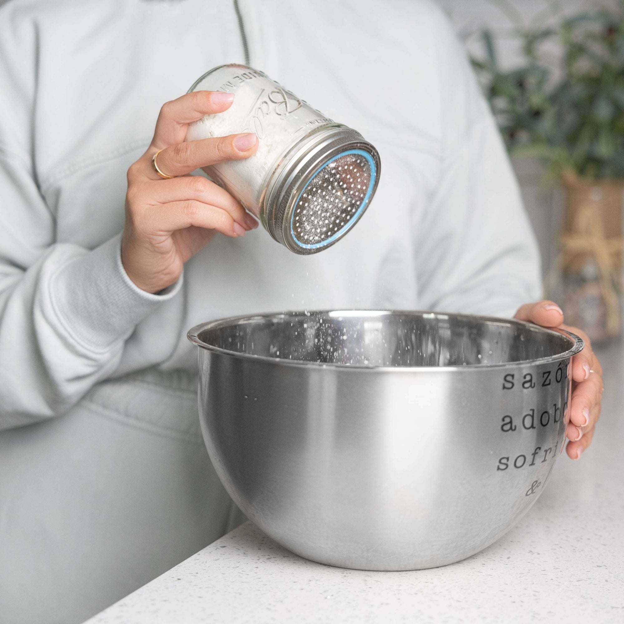 Stainless Steel Flour Sifter & Sugar Shaker Lid Insert for Mason Jars (Wide Mouth)