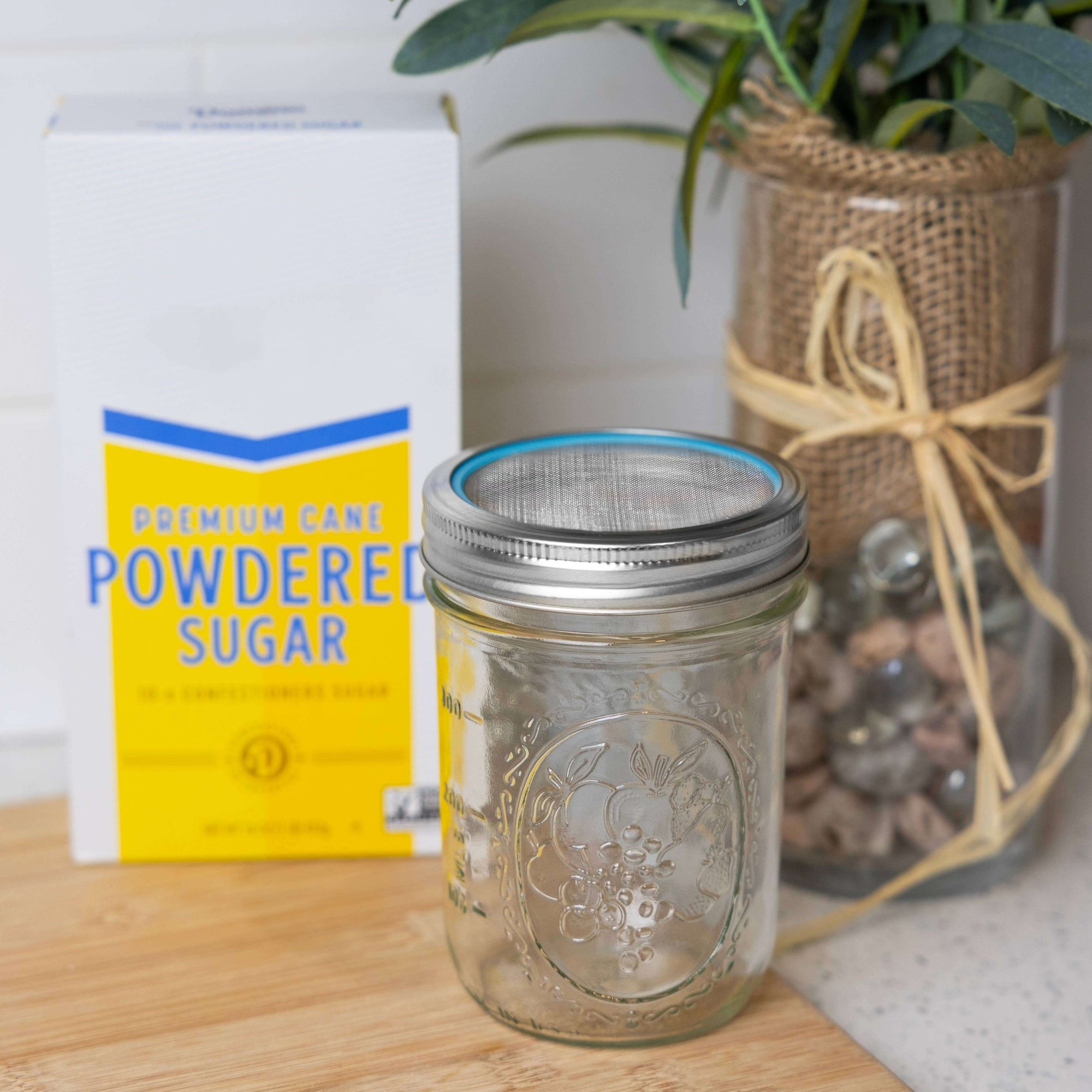 Stainless Steel Flour Sifter & Sugar Shaker Lid Insert for Mason Jars (Wide Mouth)