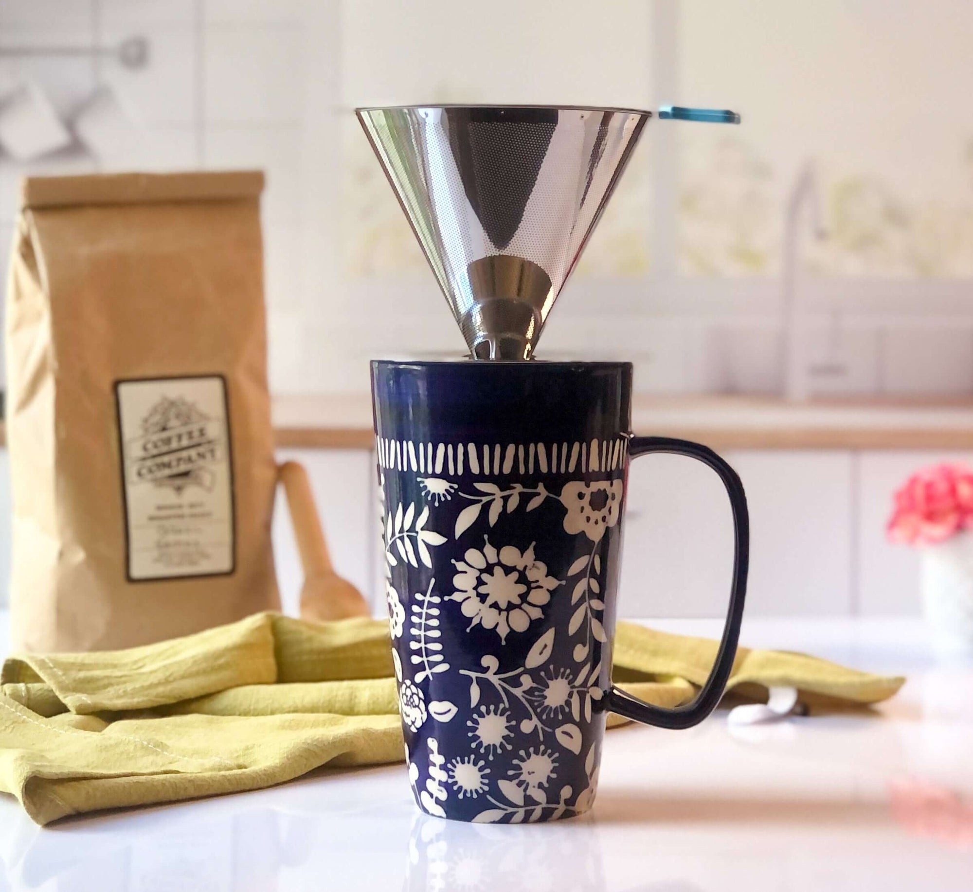 Stainless Steel Double Wall Pour Over Mesh Coffee Filter | Henflower