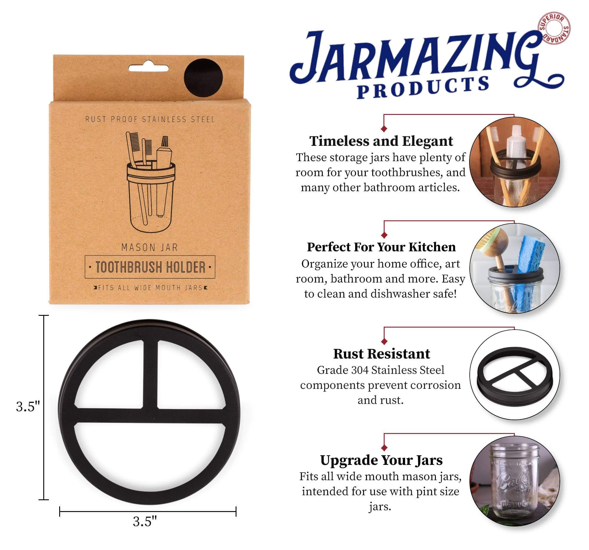 Mason Jar Organizer Lid for Mason Jars (Wide Mouth) | Jarmazing Products