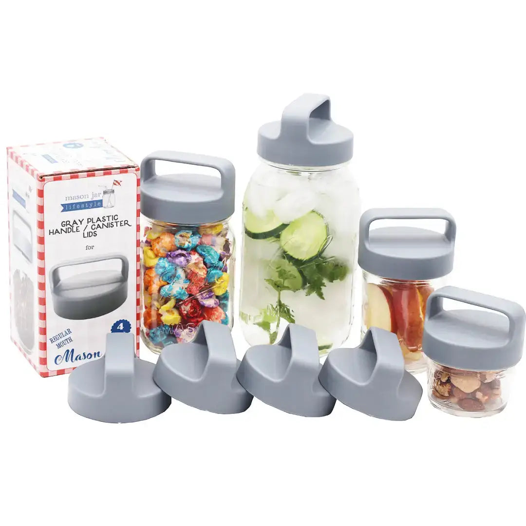 Storage Lids with Handle for Mason Jars 4 Pack (For Regular Mouth Jars) | Mason Jar Lifestyle