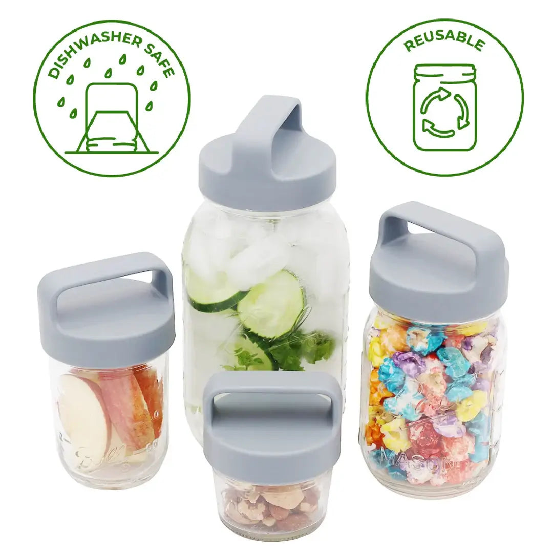 Storage Lids with Handle for Mason Jars 4 Pack (For Regular Mouth Jars) | Mason Jar Lifestyle