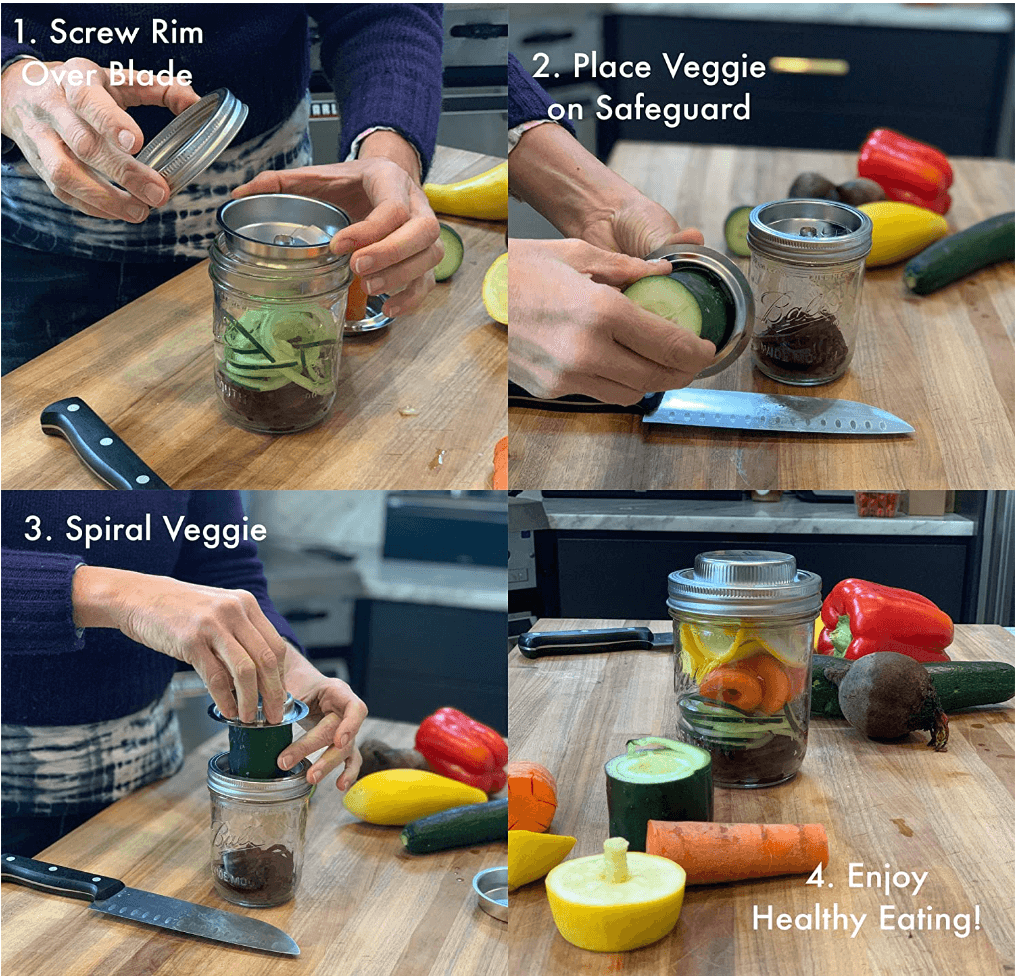Jarware 3-1 Spiralizer Lid Insert for Mason Jars