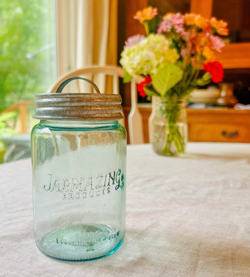Galvanized Vintage Reproduction Mason Jar Lids With Handle Set of 4 (Select Size - Jars Not Included)