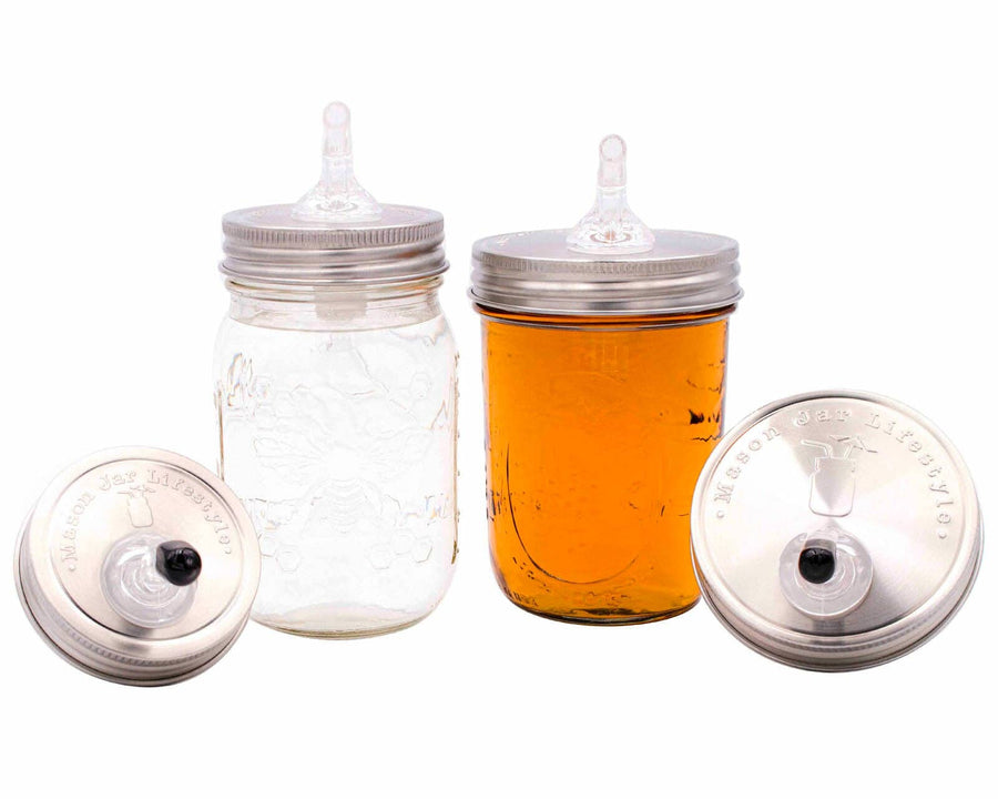 Liquor/Infusion Pour Spout Stainless Steel Lid for Mason Jars (Regular or Wide Mouth)