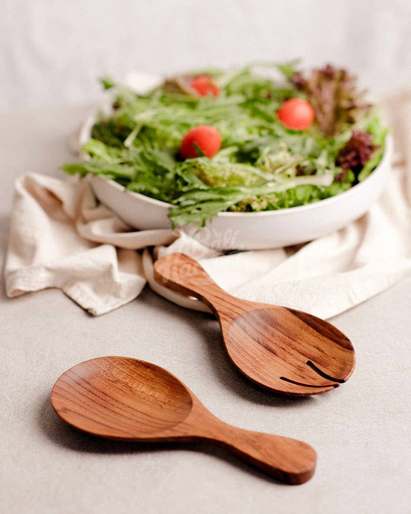 Small Reclaimed Teak Wooden Salad Servers Set