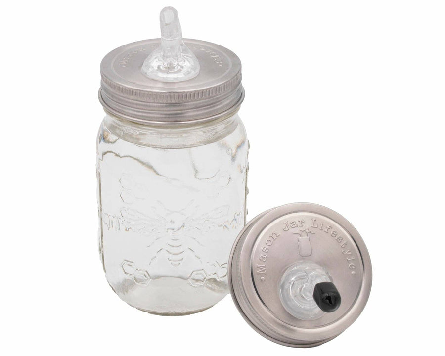 Liquor/Infusion Pour Spout Stainless Steel Lid for Mason Jars (Regular or Wide Mouth)