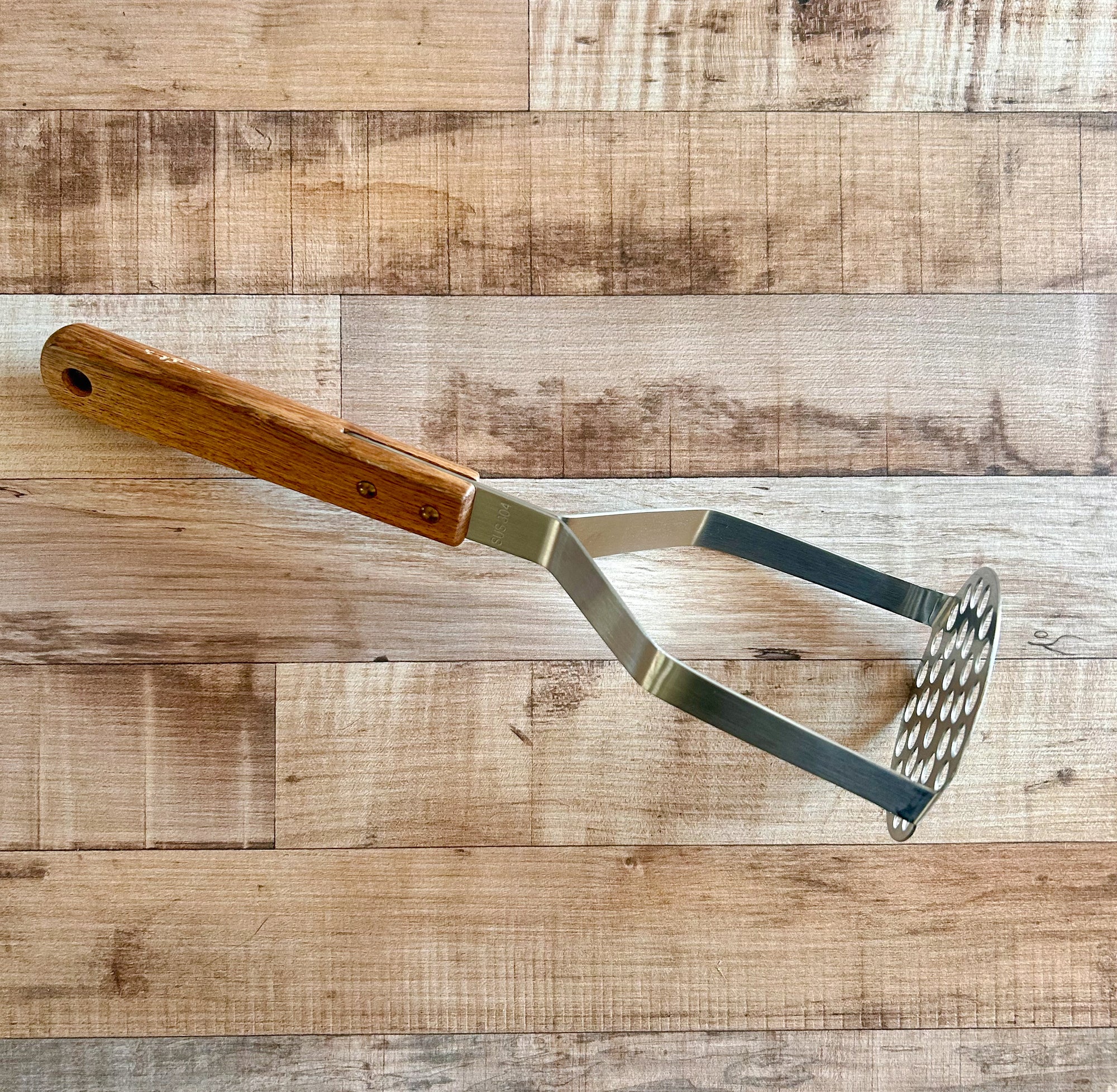 Potato &amp; Bean Masher with Wooden Handle