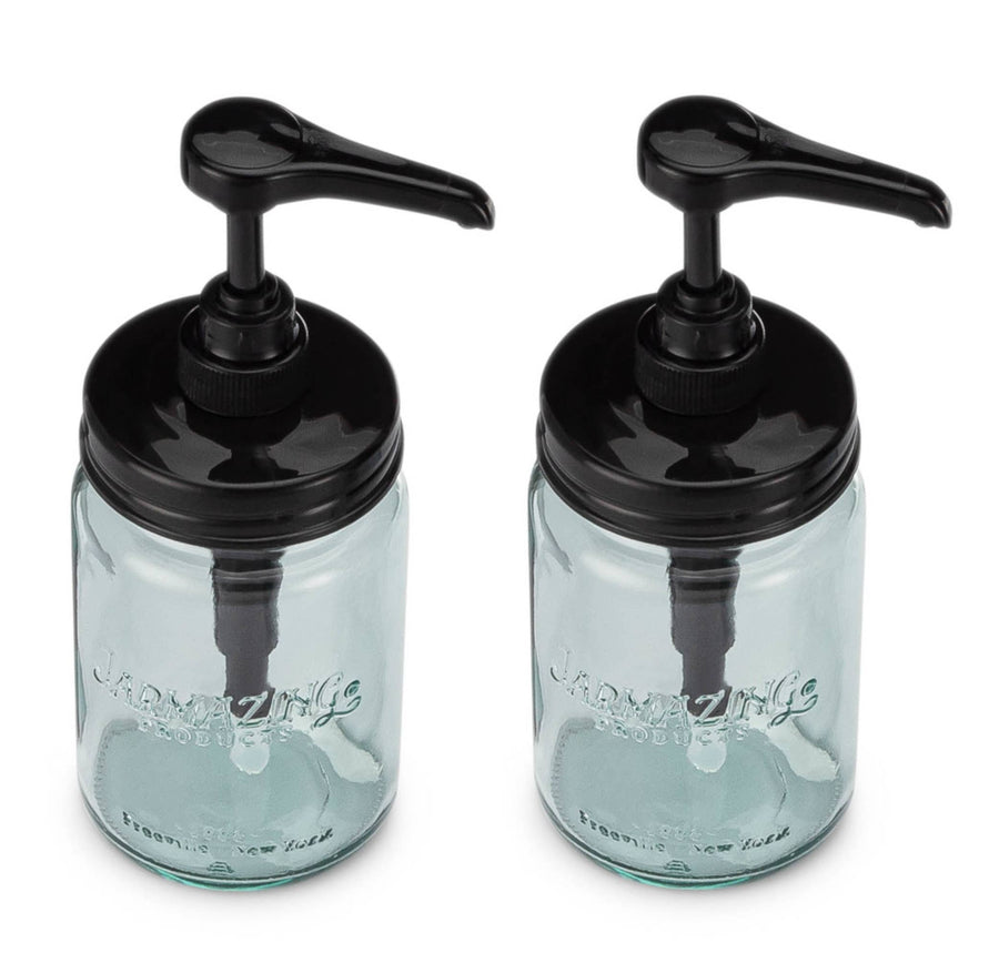Blue Glass Mason Jar Syrup Dispenser – Two-Pack (16 Ounces)