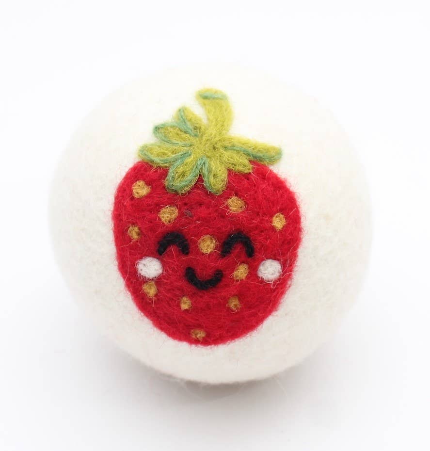 Hand Felted Wool Dryer Balls - Set of 3 Happy Fruits