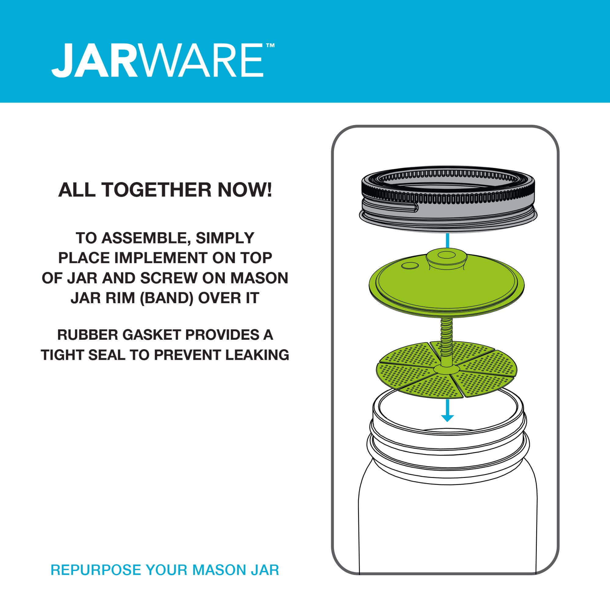 Jarware Fermentation Lid Insert for Mason Jars | Buy Now