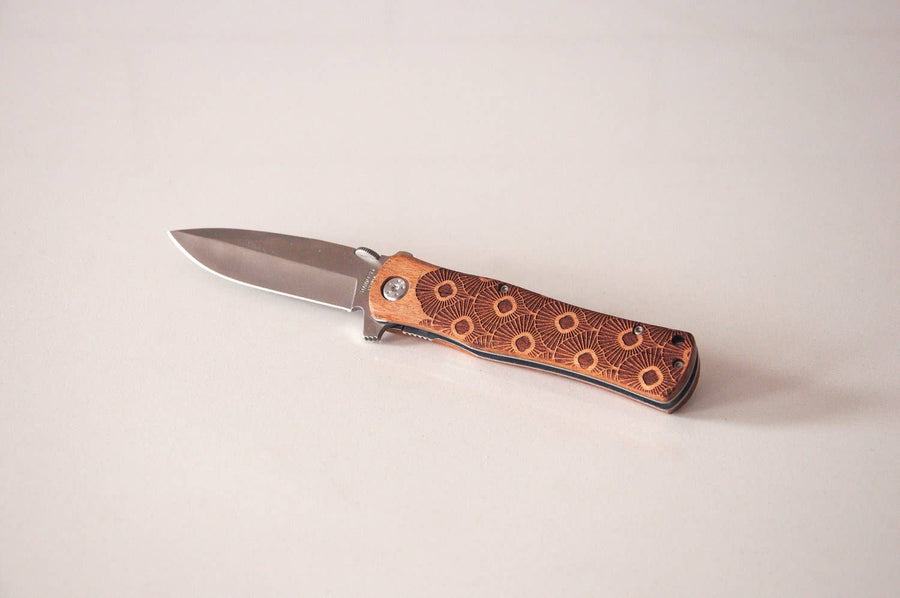 Engraved Rosewood Manual Folding Pocket Knife