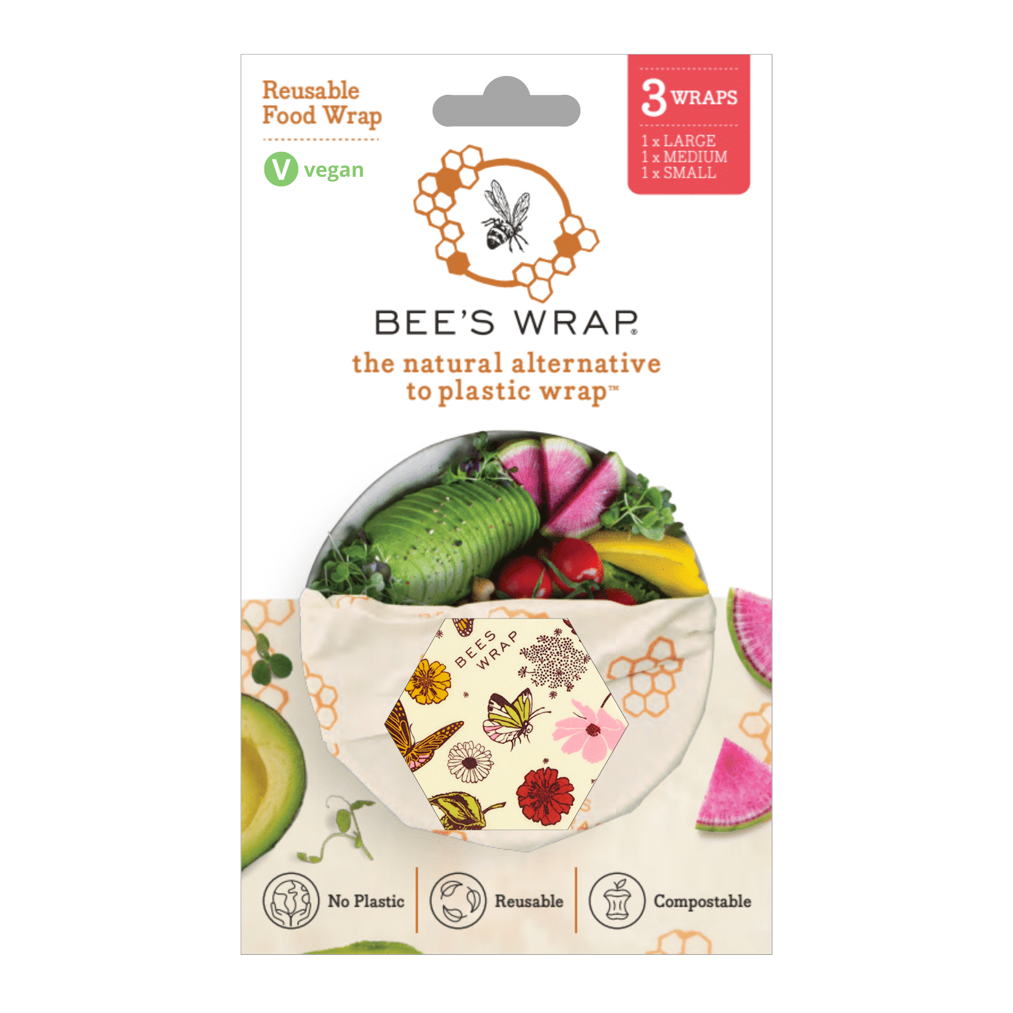 Bee&#39;s Wrap®: Assorted 3 Pack - Meadow Magic, Plant Based Wax