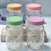 Pastel Mason Jar Storage Lids for Regular Mouth Jars - Set of 4 Lids