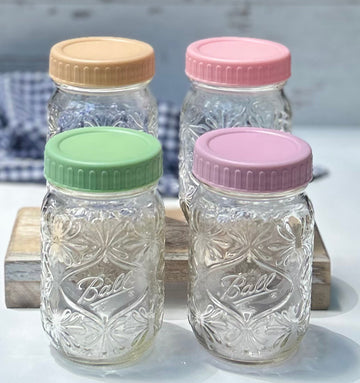 Pastel Mason Jar Storage Lids for Regular Mouth Jars - Set of 4 Lids