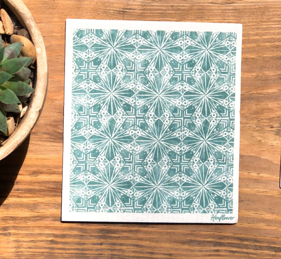 Reusable Swedish Dishcloth Single - Distressed Tile Design