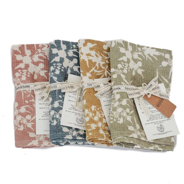 Botanical Print Recycled Cotton Waffle Weave Tea Towel Single