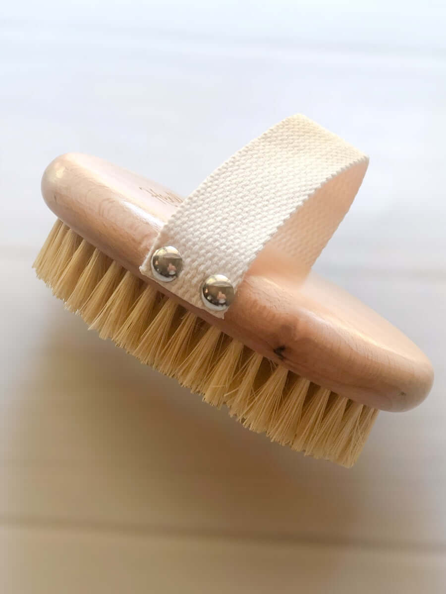 Beechwood and Sisal Dry Body Brush with Canvas Strap