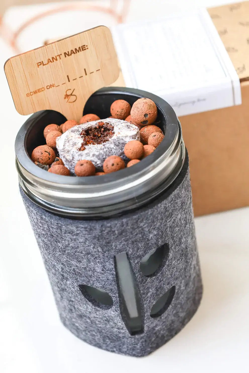 Mason Jar Felt Cover for Hydroponic Gardening | Coco and Seed