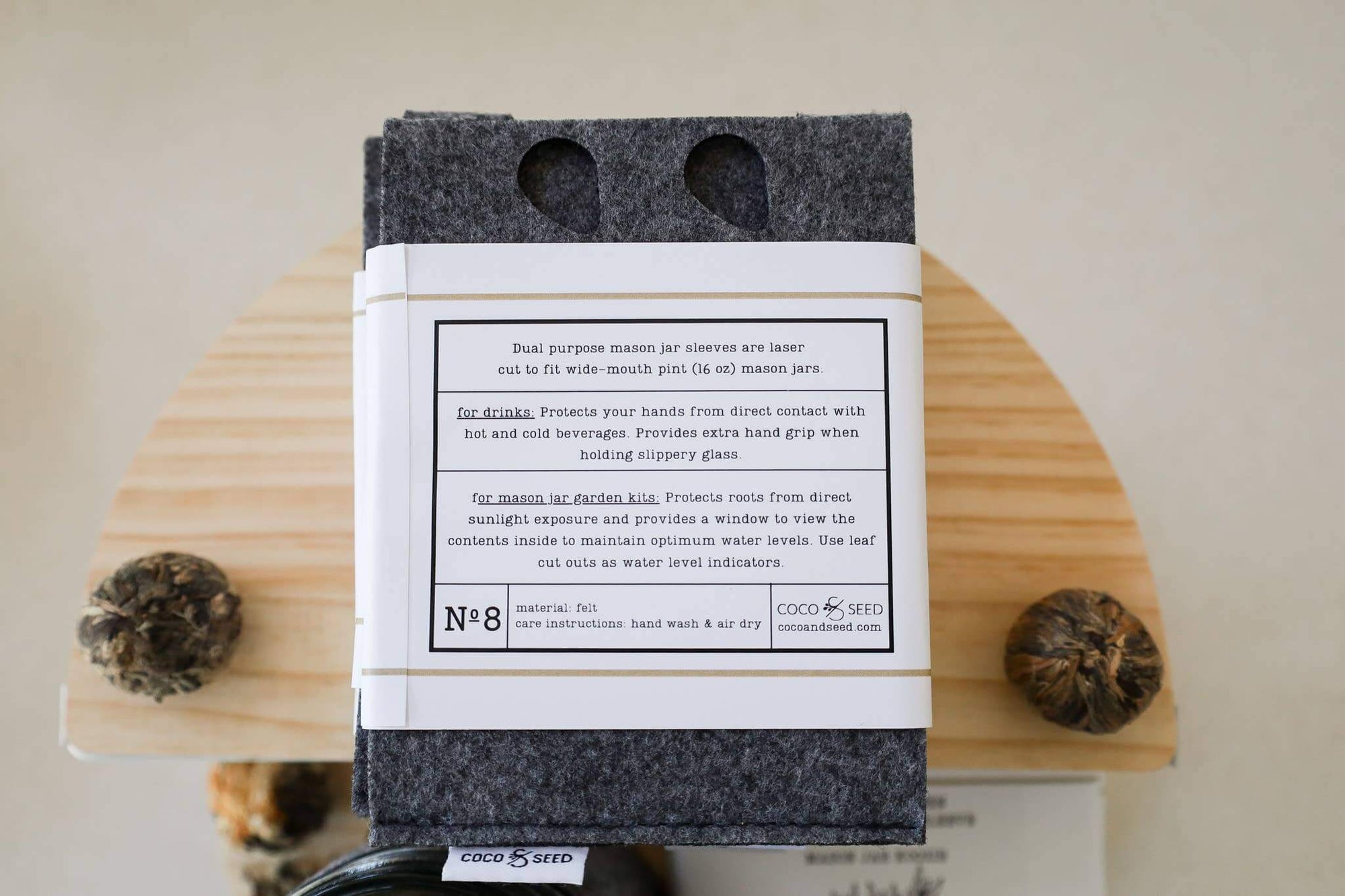 Mason Jar Felt Cover for Hydroponic Gardening | Coco and Seed