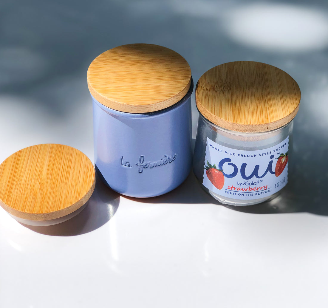 Bamboo Lids for Oui, La Fermiere Yogurt Jars - Set of 4