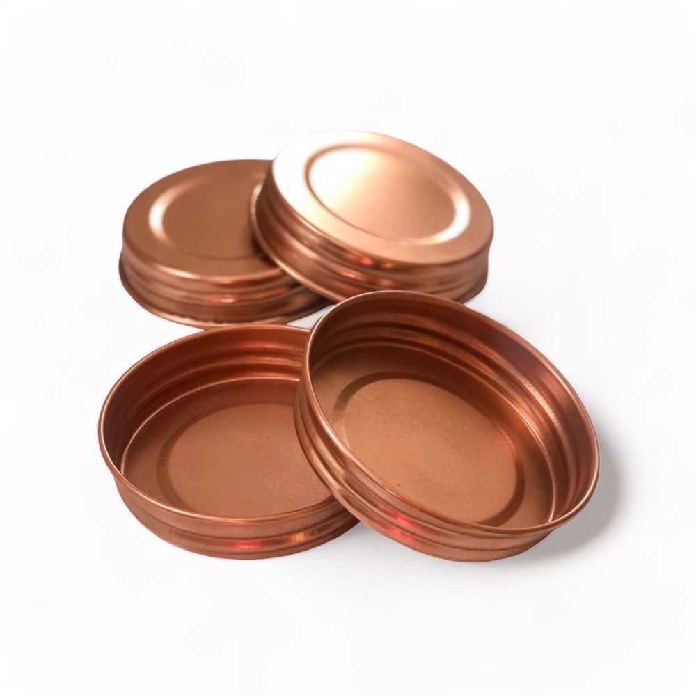 Rustic Copper Finish Mason Jar Lids Set of 4 (Wide Mouth - Jars Not Included)