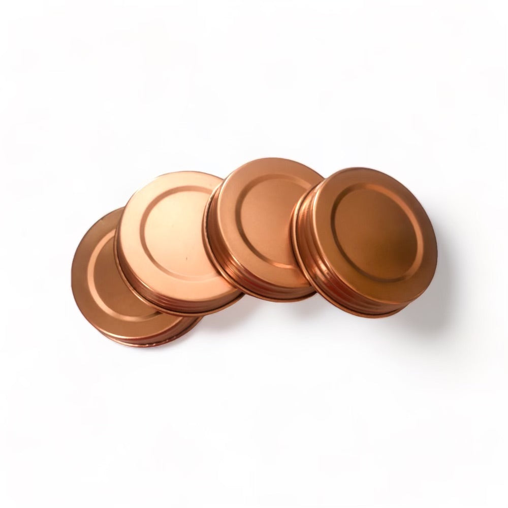 Rustic Copper Finish Mason Jar Lids Set of 4 (Wide Mouth - Jars Not Included)
