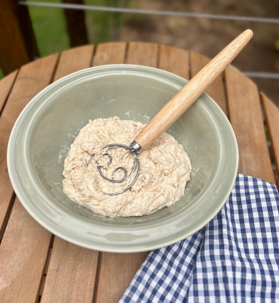 Wooden Handle Dough Whisk