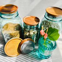 Wooden Acacia & Silicone Storage Lid for Mason Jars 6 Pack (Regular or Wide Mouth)