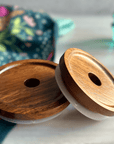 Wooden Acacia Drinking Lid with Straw Hole for Mason Jars(Regular or Wide Mouth)