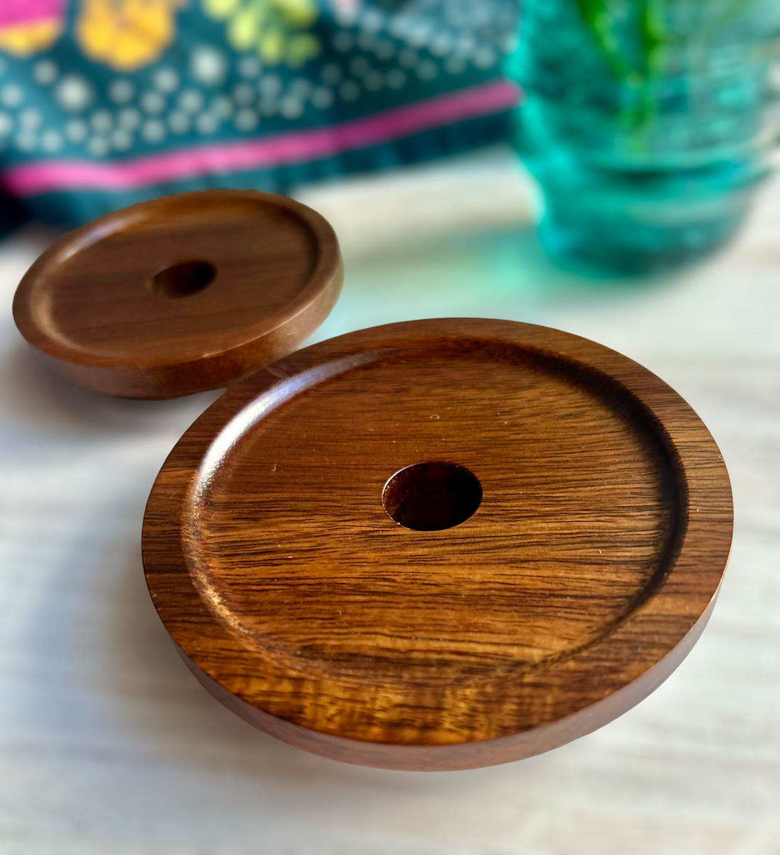 Wooden Acacia Drinking Lid with Straw Hole for Mason Jars(Regular or Wide Mouth)