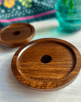 Wooden Acacia Drinking Lid with Straw Hole for Mason Jars(Regular or Wide Mouth)