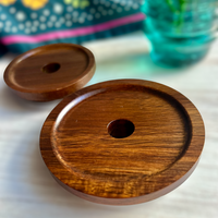 Wooden Acacia Drinking Lid with Straw Hole for Mason Jars(Regular or Wide Mouth)