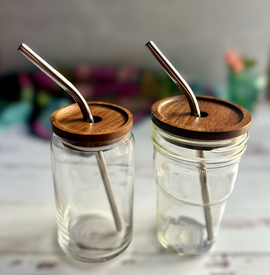 Wooden Acacia Drinking Lid with Straw Hole for Mason Jars(Regular or Wide Mouth)