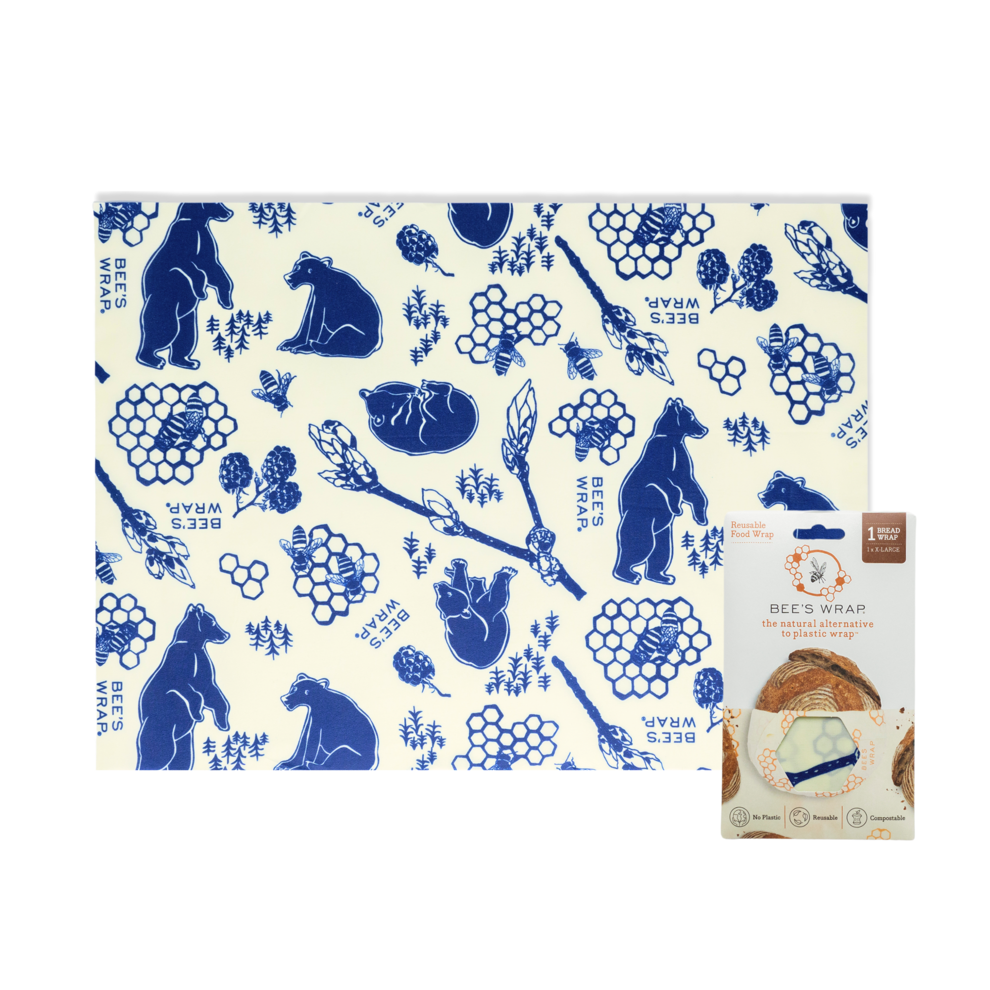 Bee&#39;s Wrap® Bread Wrap - Bees &amp; Bears (17&quot;x 23&quot;)