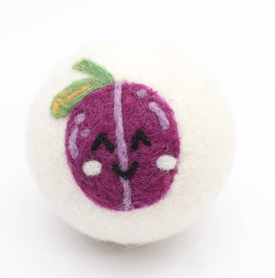 Hand Felted Wool Dryer Balls - Set of 3 Happy Fruits