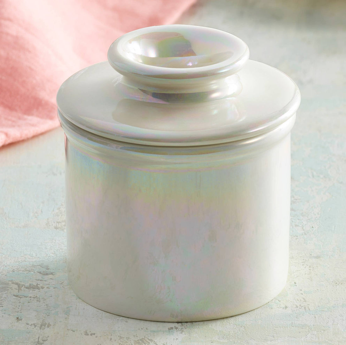 The Original Butter Bell® Crock - Glossy Opal Mother of Pearl Iridescent Finish