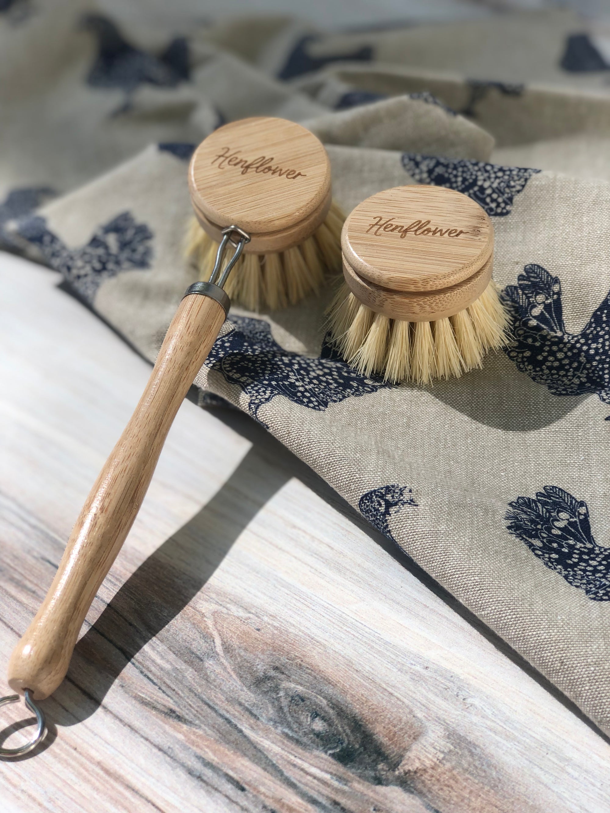 Long Handle Bamboo Dish Brush & Replacement Head (Set of 2)