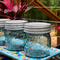 Galvanized Vintage Reproduction Mason Jar Lids Set of 4 (Regular Mouth - Jars Not Included)