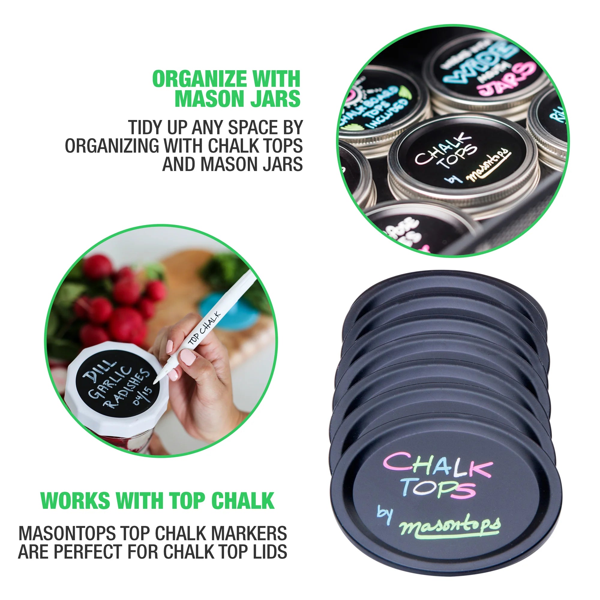 Chalk Tops Chalkboard Lid Inserts for Mason Jar Gifting